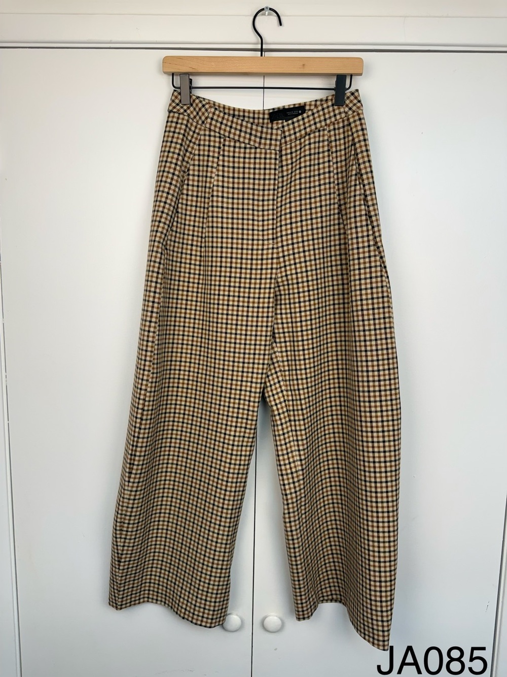 Zara ZW Collection Check Wide Leg Trousers XS